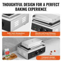 SKYSHALO 1550-Watt Non-Stick Belgian Waffle Baker 10-Pieces Commercial Waffle Maker Stainless Steel Iron w/ Temp and Time Control