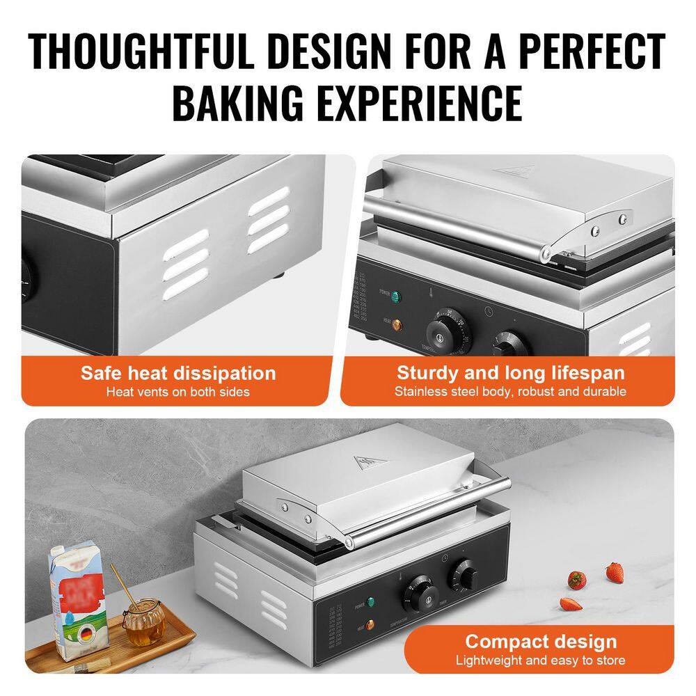 SKYSHALO 1550-Watt Non-Stick Belgian Waffle Baker 10-Pieces Commercial Waffle Maker Stainless Steel Iron w/ Temp and Time Control