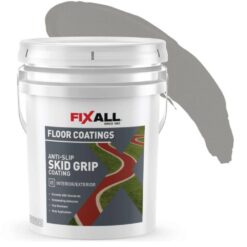 FIXALL Skid Grip Anti-Slip Floor Coating, 5 Gal. Smoke, Slip-Resistant Pavement, Cement and Concrete Paint