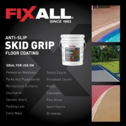 FIXALL Skid Grip Anti-Slip Floor Coating, 5 Gal. Smoke, Slip-Resistant Pavement, Cement and Concrete Paint