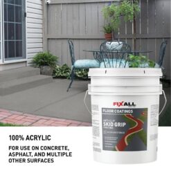 FIXALL Skid Grip Anti-Slip Floor Coating, 5 Gal. Smoke, Slip-Resistant Pavement, Cement and Concrete Paint