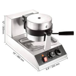 SKYSHALO Commercial Waffle Maker 1300W 1 Piece per Batch Round Waffle Iron Non-Stick Waffle Cone Machine Waffle Maker