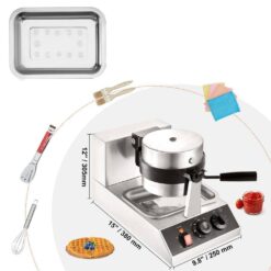 SKYSHALO Commercial Waffle Maker 1300W 1 Piece per Batch Round Waffle Iron Non-Stick Waffle Cone Machine Waffle Maker