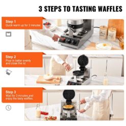 SKYSHALO Commercial Waffle Maker 1300W 1 Piece per Batch Round Waffle Iron Non-Stick Waffle Cone Machine Waffle Maker