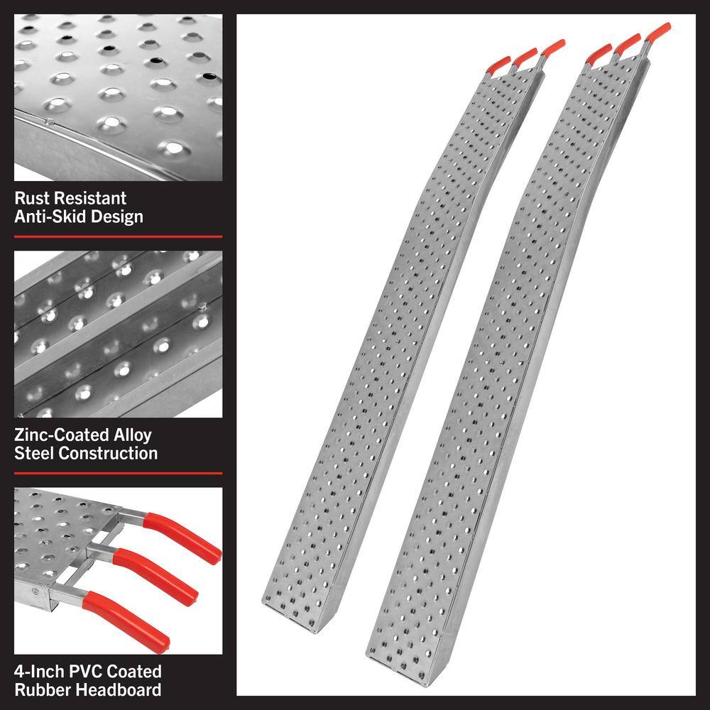 Stalwart Set of Two 69-in. Loading Ramps for ATVs, Motorcycles, Mowers, Carts, and More - 2200lbs. Combined Capacity Car Ramp