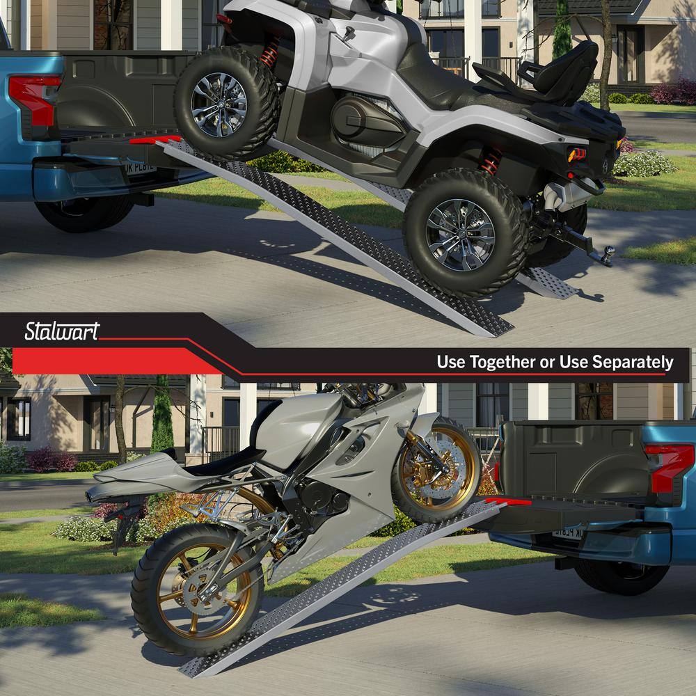 Stalwart Set of Two 69-in. Loading Ramps for ATVs, Motorcycles, Mowers, Carts, and More - 2200lbs. Combined Capacity Car Ramp