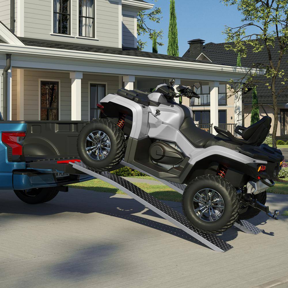 Stalwart Set of Two 69-in. Loading Ramps for ATVs, Motorcycles, Mowers, Carts, and More - 2200lbs. Combined Capacity Car Ramp