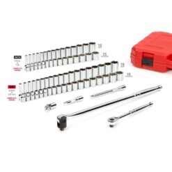 TEKTON 3/8 in. Drive 6-Point Socket and Ratchet Set, 73-Piece (1/4-1 in. 6-24 mm)