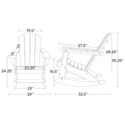 WESTIN OUTDOOR Laguna Fade Resistant Outdoor Patio HDPE Poly Plastic Adirondack Porch Rocking Chair in Black