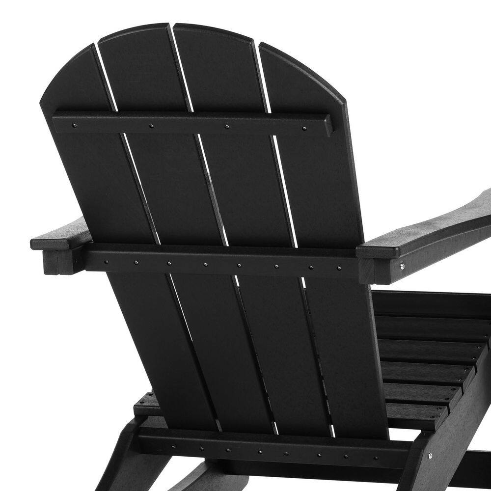WESTIN OUTDOOR Laguna Fade Resistant Outdoor Patio HDPE Poly Plastic Adirondack Porch Rocking Chair in Black