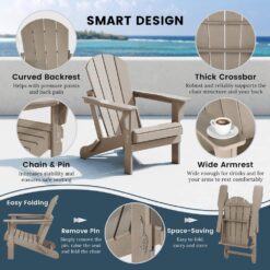WESTIN OUTDOOR Laguna Fade Resistant Outdoor Patio HDPE Poly Plastic Classic Folding Adirondack Lawn Chair in Weathered Wood
