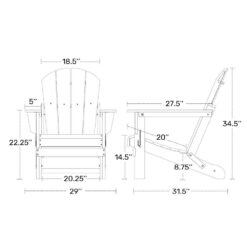 WESTIN OUTDOOR Laguna Fade Resistant Outdoor Patio HDPE Poly Plastic Classic Folding Adirondack Lawn Chair in Weathered Wood
