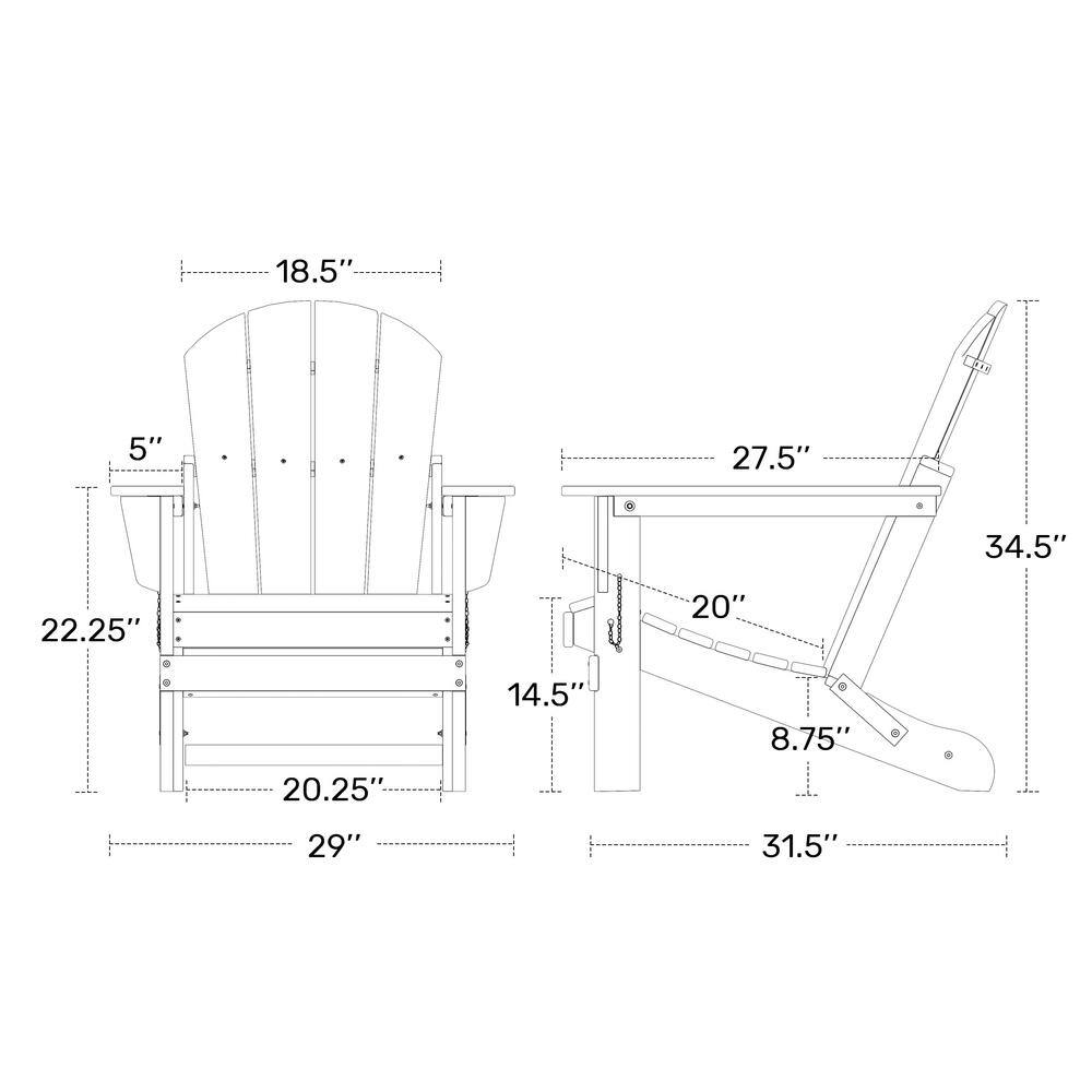 WESTIN OUTDOOR Laguna Fade Resistant Outdoor Patio HDPE Poly Plastic Classic Folding Adirondack Lawn Chair in Weathered Wood