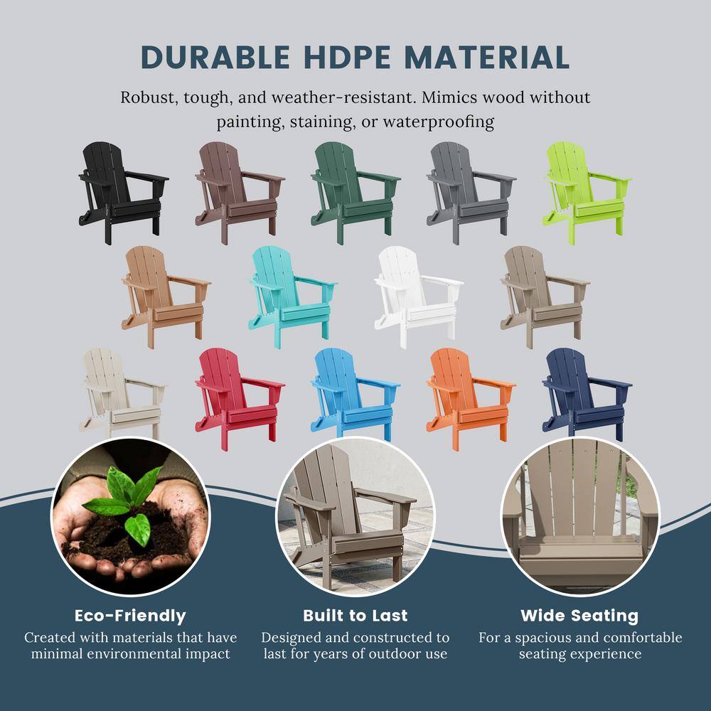 WESTIN OUTDOOR Laguna Fade Resistant Outdoor Patio HDPE Poly Plastic Classic Folding Adirondack Lawn Chair in Weathered Wood