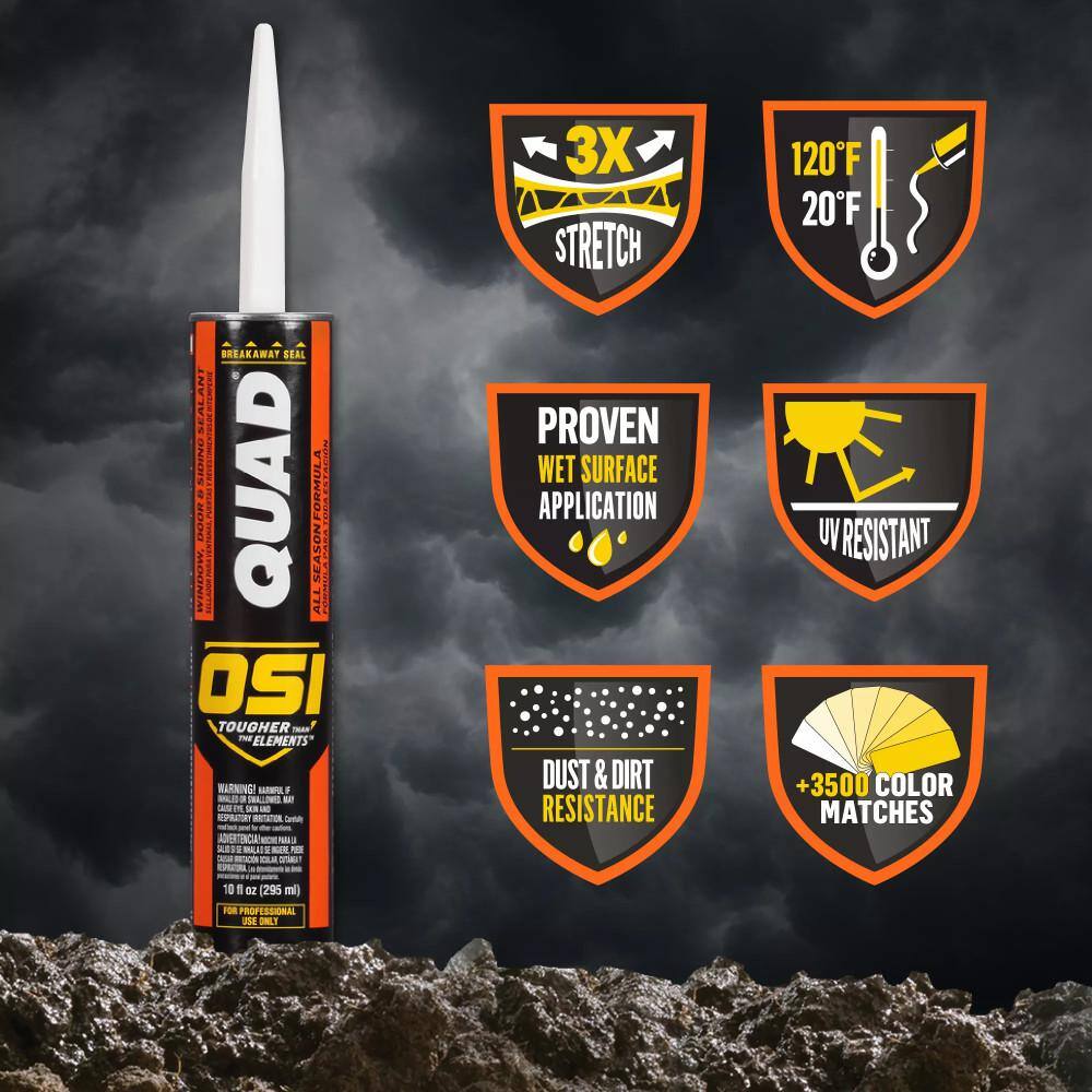OSI QUAD VOC Advanced 10 oz. White #001 Exterior, Window, Door, and Siding Caulk Sealant (12-pack)