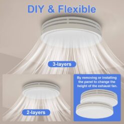 Akicon 110 CFM, 2-Sones Bathroom Fan with Light, 15-Watt Dimmable 3CCT LED Light with 5-Watt 2-Color Night Light, Round, White