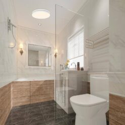 Akicon Bathroom Exhaust Fan with Light, Dimmable 3CCT LED Light with Night Light, 80 CFM, 2-Sones, Round, White