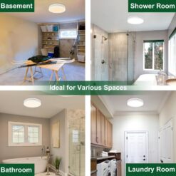 Akicon Bathroom Exhaust Fan with Light, Dimmable 3CCT LED Light with Night Light, 80 CFM, 2-Sones, Round, White