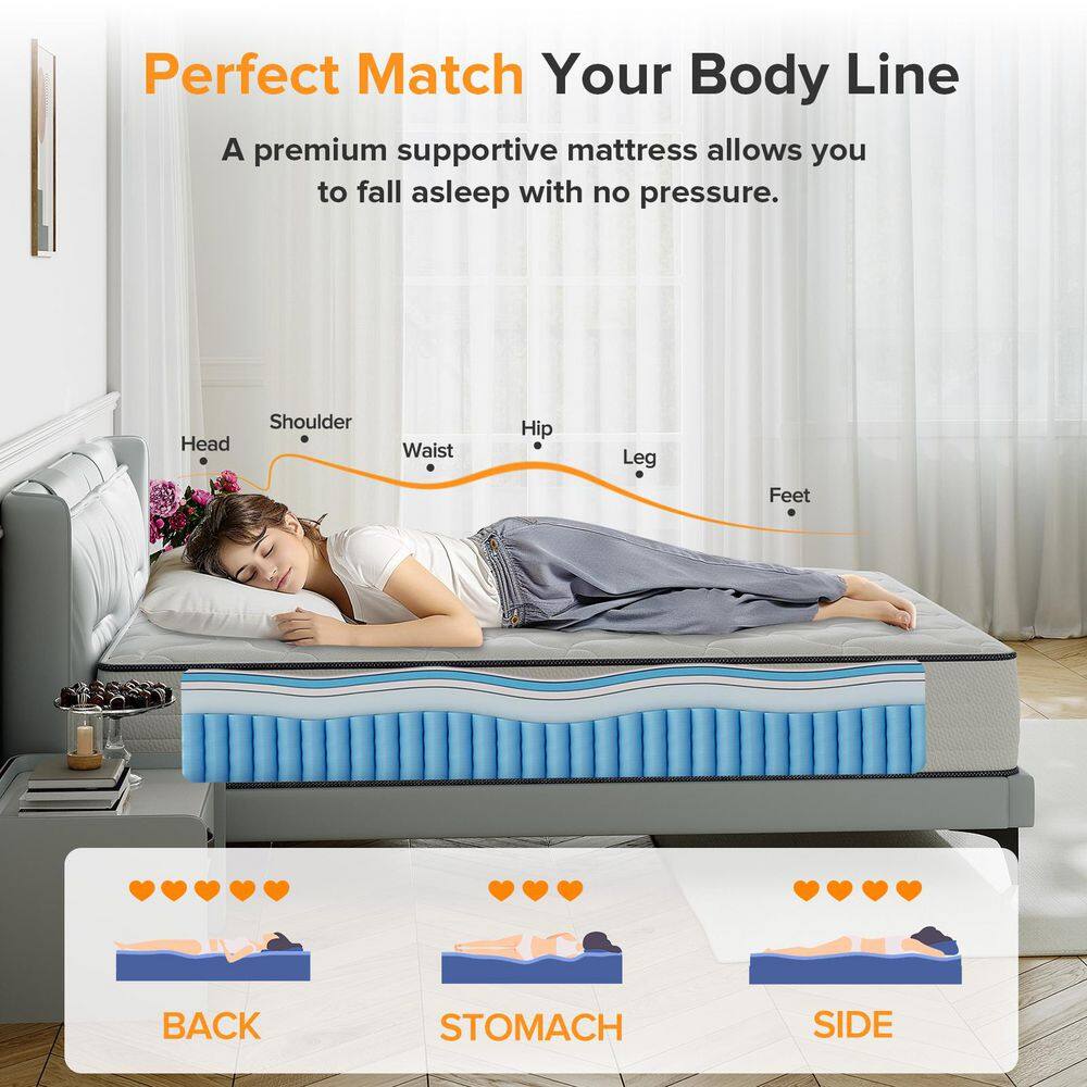 Babo Care Queen Size 10 in. Medium Hybrid Breathable and Cooling Motion Isolation Mattress with CertiPUR-US and Oeko-TEX Certified