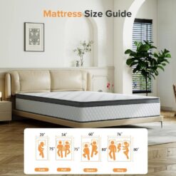 Babo Care King Size Medium Hybrid Memory Foam 10 in. with Pocket Spring and Cooling Gel Infused Breathable Mattress
