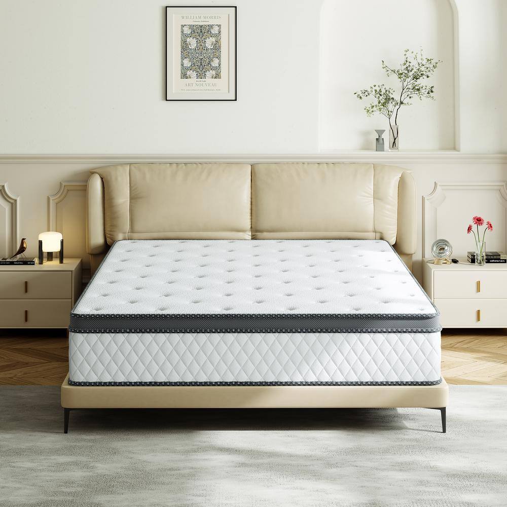 Babo Care King Size Medium Hybrid Memory Foam 10 in. with Pocket Spring and Cooling Gel Infused Breathable Mattress