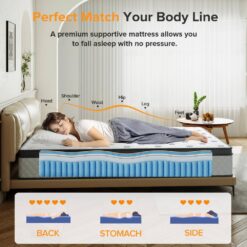 Babo Care King Size Medium Hybrid Memory Foam 10 in. with Pocket Spring and Cooling Gel Infused Breathable Mattress