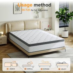 Babo Care King Size Medium Hybrid Memory Foam 10 in. with Pocket Spring and Cooling Gel Infused Breathable Mattress