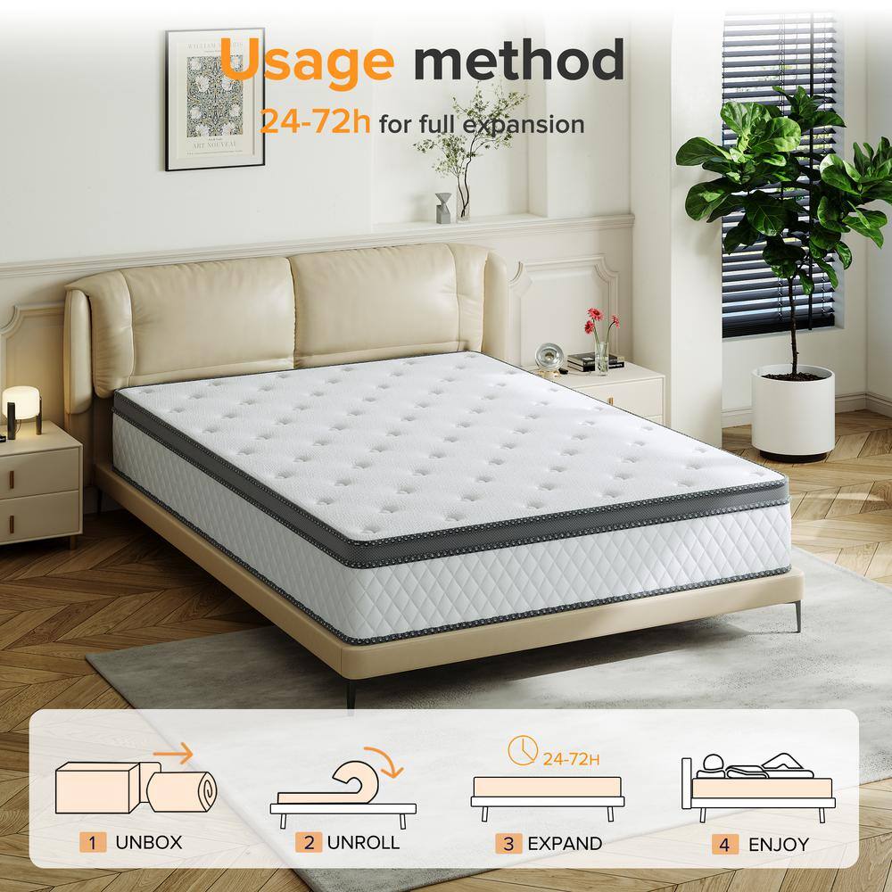 Babo Care King Size Medium Hybrid Memory Foam 10 in. with Pocket Spring and Cooling Gel Infused Breathable Mattress