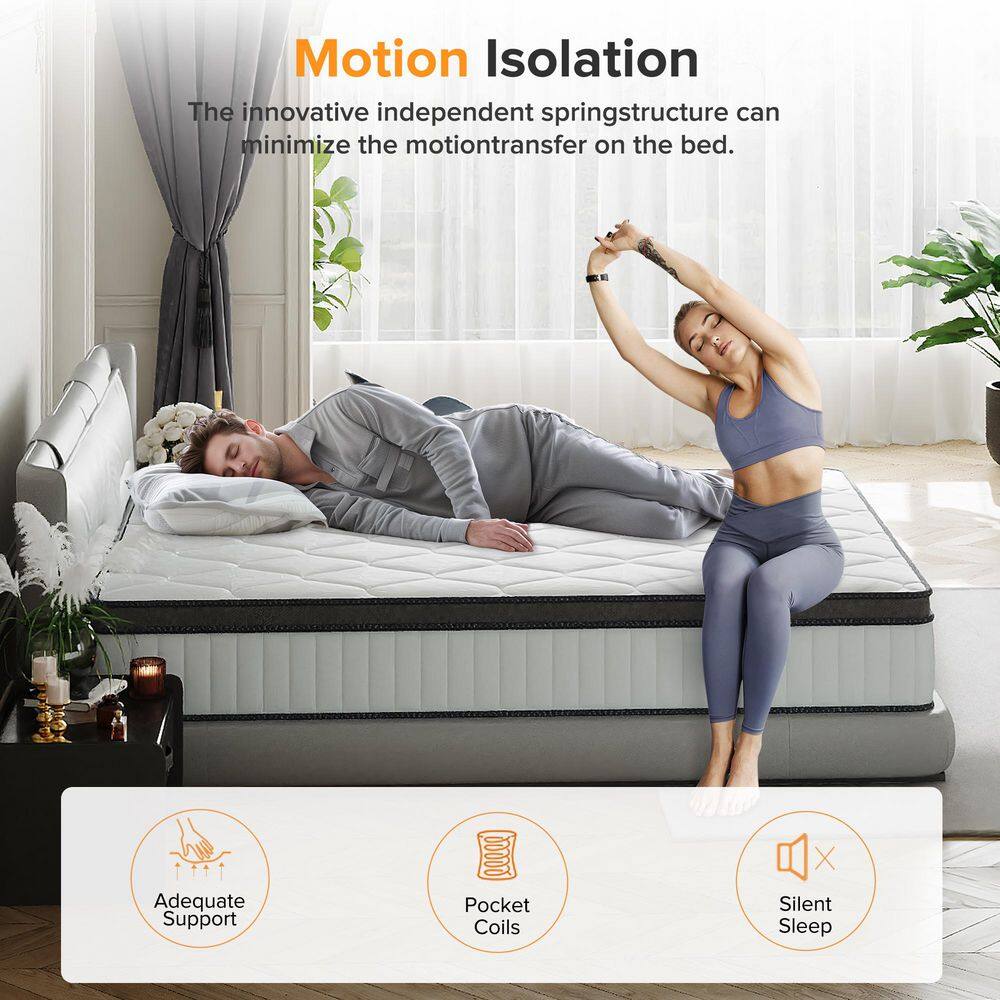 Babo Care Twin Medium Hybrid Memory Foam 8 in. Individual Pocket Spring Breathable and Cooling Motion Isolation Mattress