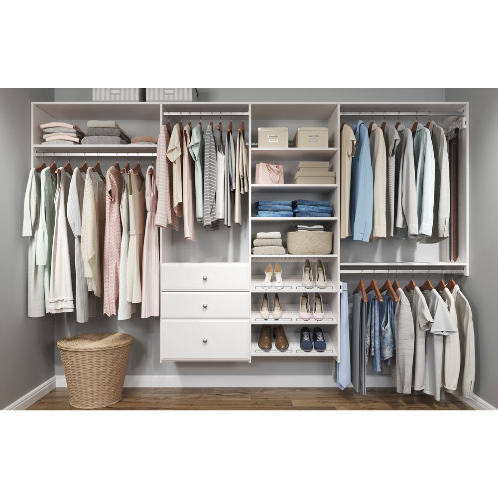 Closet Evolution Essential Plus 60 in. W - 96 in. W White Wood Closet System