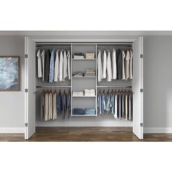 Closet Evolution Essential Plus 60 in. W - 96 in. W White Wood Closet System