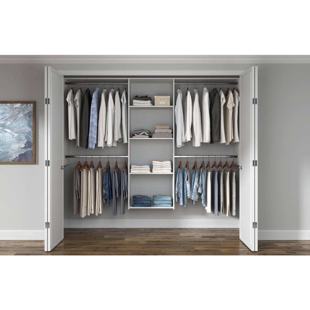 Closet Evolution Essential Plus 60 in. W - 96 in. W White Wood Closet System