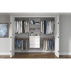 Closet Evolution Essential Plus 60 in. W - 96 in. W White Wood Closet System