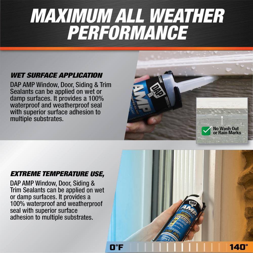 DAP AMP Advanced Modified 9 oz. White Polymer All Weather Window, Door and Siding Sealant (12-Pack)