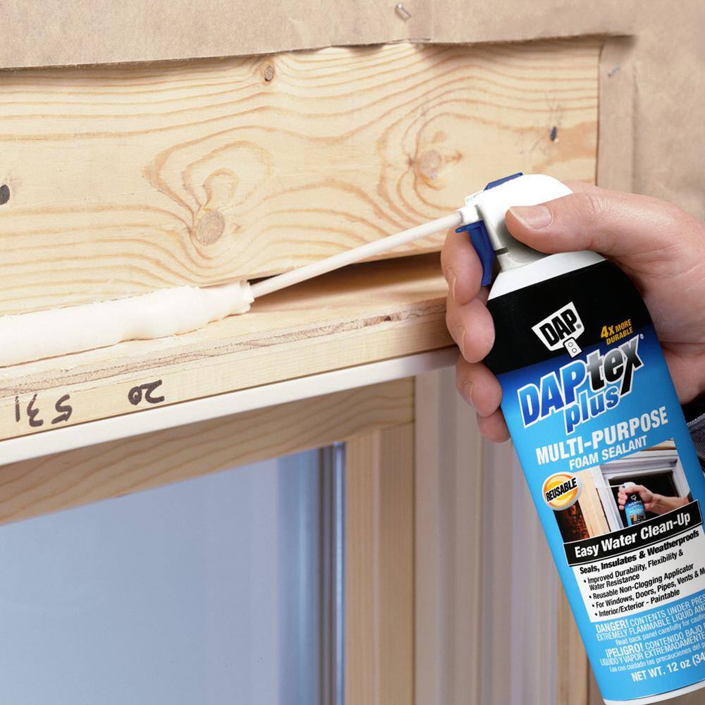 DAP Daptex Plus 12 oz. White Exterior/Interior Window and Door Foam Sealant (12-Pack)