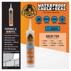 Gorilla 10 Oz. Waterproof Caulk and Seal 100% Silicone Sealant White (12-Pack)