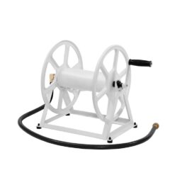Hampton Bay 200 ft. White Steel Dual mount Wall Mounted Garden Hose Reel