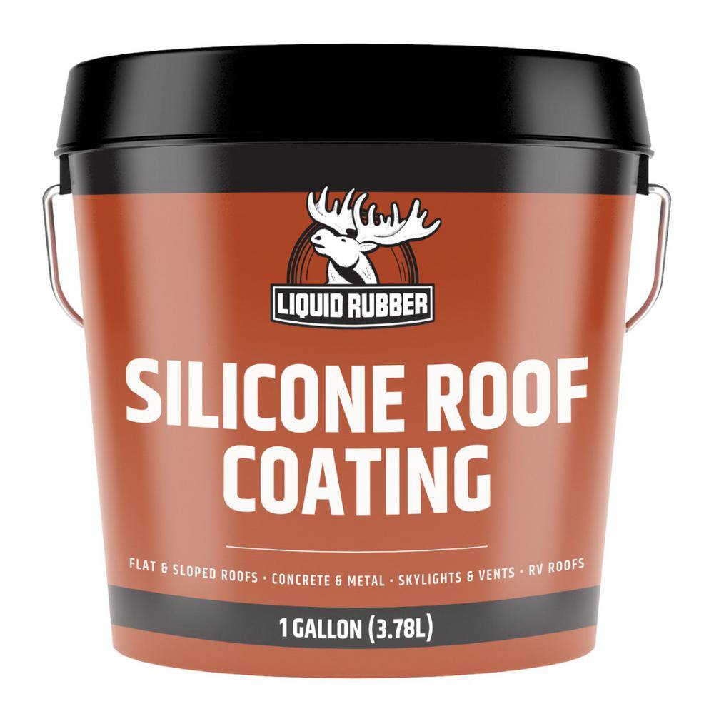Liquid Rubber Silicone Roof Coating - Roof Sealant for Flat, Sloped, and Metal Roofs, White, 1 Gallon (128 oz)