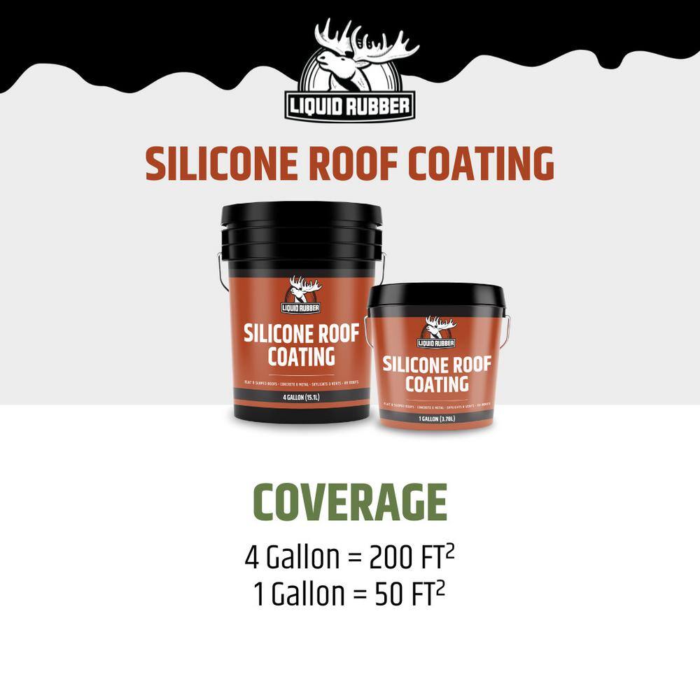 Liquid Rubber Silicone Roof Coating - Roof Sealant for Flat, Sloped, and Metal Roofs, White, 1 Gallon (128 oz)