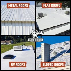Liquid Rubber Silicone Roof Coating - Roof Sealant for Flat, Sloped, and Metal Roofs, White, 4 Gallons (512 oz)
