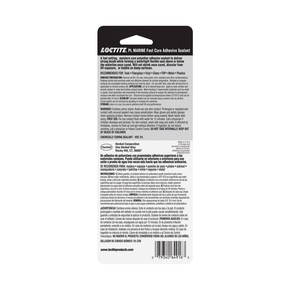 Loctite 3 oz. White PL Marine Fast Cure Polyether Adhesive Sealant Tube (12-Pack)