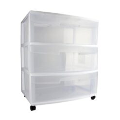 Sterilite Home 3-Drawer Cart Clear Portable Durable Storage Container on Casters