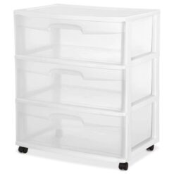 Sterilite Home 3-Drawer Cart Clear Portable Durable Storage Container on Casters