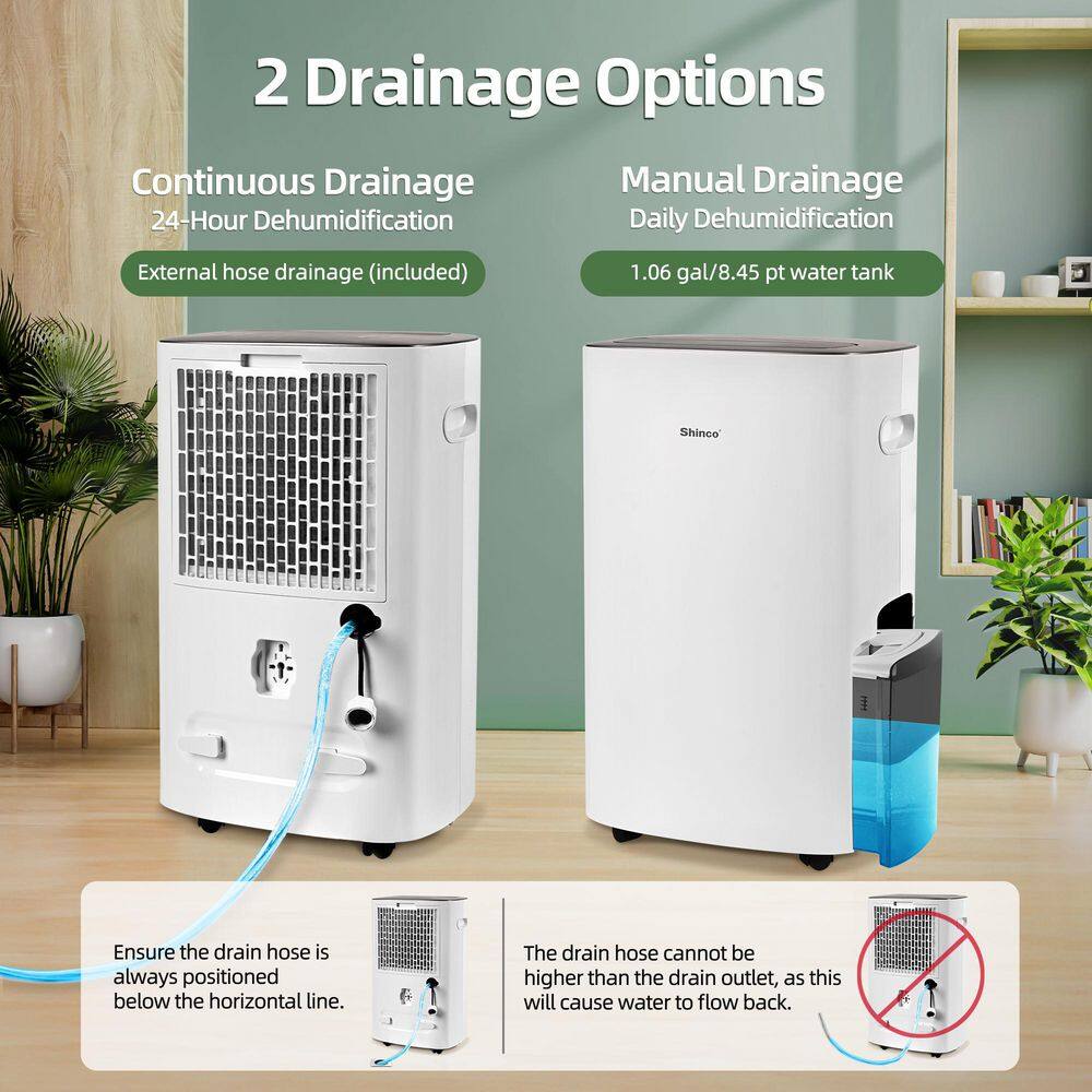 Edendirect 85 pt. 5,000 sq.ft. Portable Dehumidifier in White, with Auto Defrost, Variable Speeds, Continuous Run, 24H Timer