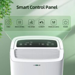 Edendirect 150 pt. 7,000 sq.ft. Portable Dehumidifier in White with Built-in Pump, Dual-Filter, Variable Speeds, Continuous Run