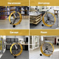 Edendirect 42 in. 2 Speeds Drum Fan in Yellow with Powerful 4/5 HP Motor, Commercial or Industrial Fan, Turbo Blade, Low Noise