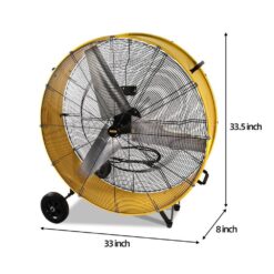 Edendirect 42 in. 2 Speeds Drum Fan in Yellow with Powerful 4/5 HP Motor, Commercial or Industrial Fan, Turbo Blade, Low Noise
