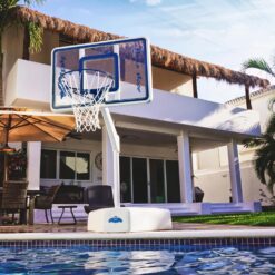 Dunn-Rite Splash & Shoot Outdoor Adjustable Height Swimming Pool Basketball Hoop (Clear Xtreme Blue)
