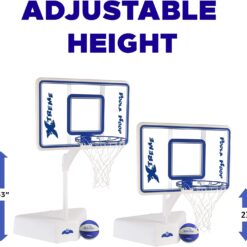 Dunn-Rite Splash & Shoot Outdoor Adjustable Height Swimming Pool Basketball Hoop (Clear Xtreme Blue)