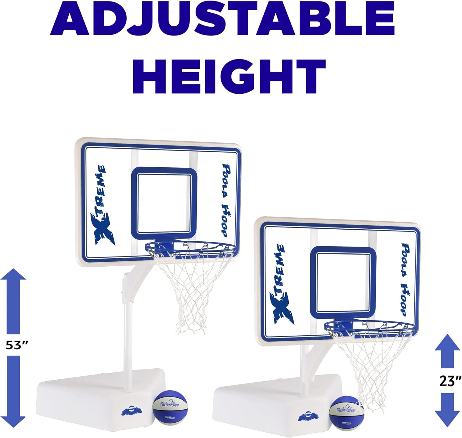 Dunn-Rite Splash & Shoot Outdoor Adjustable Height Swimming Pool Basketball Hoop (Clear Xtreme Blue)